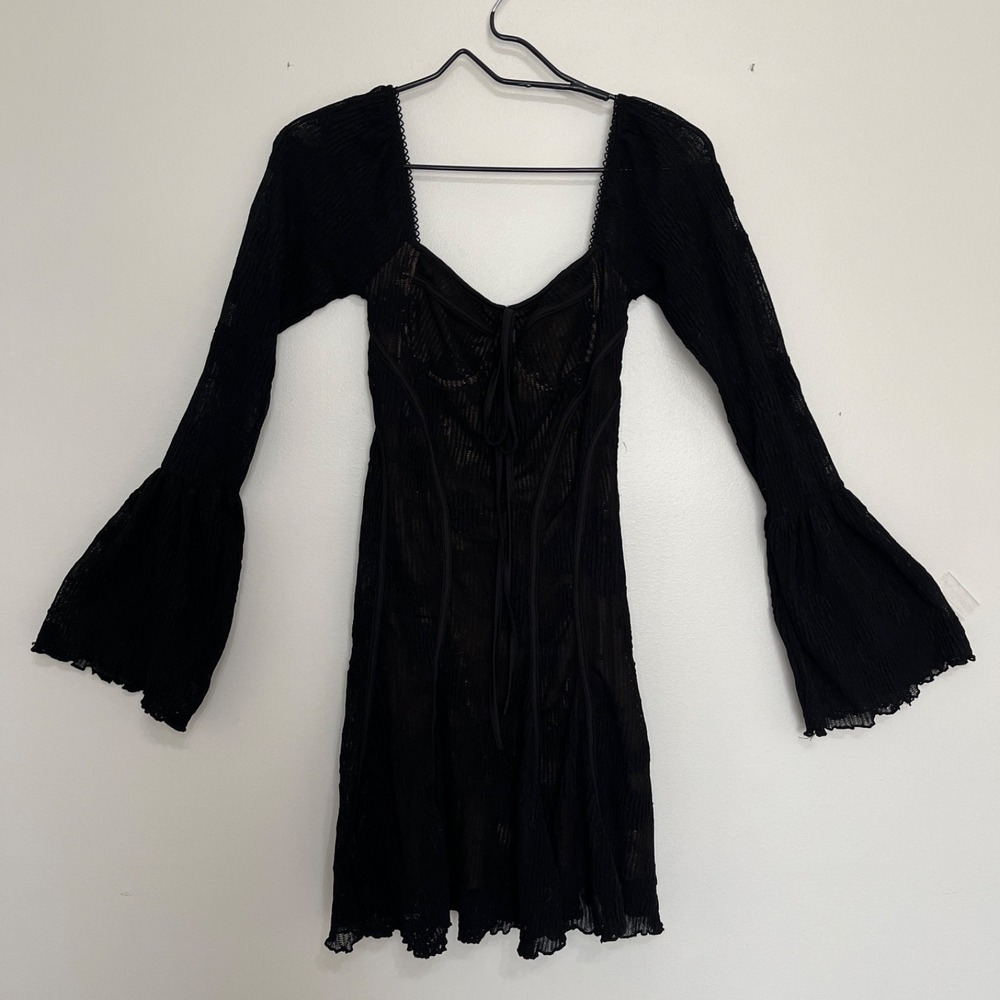 NWT Black Mini Dress Womens S Witchy Dark Romantic Whimsigoth Halloween